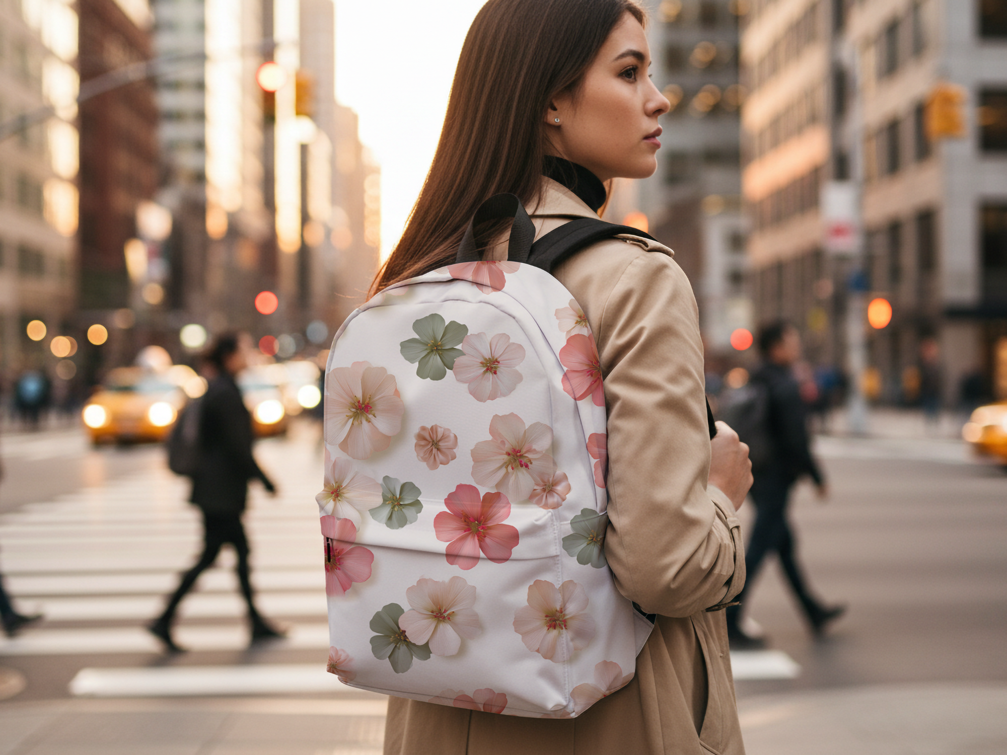 Custom Botanical Travel Backpack with Personalized Name