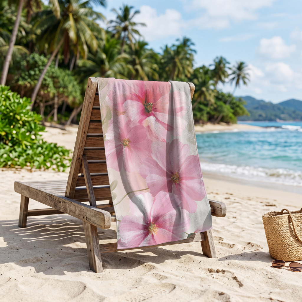 Elegant Floral Beach Towel with Personalized Name