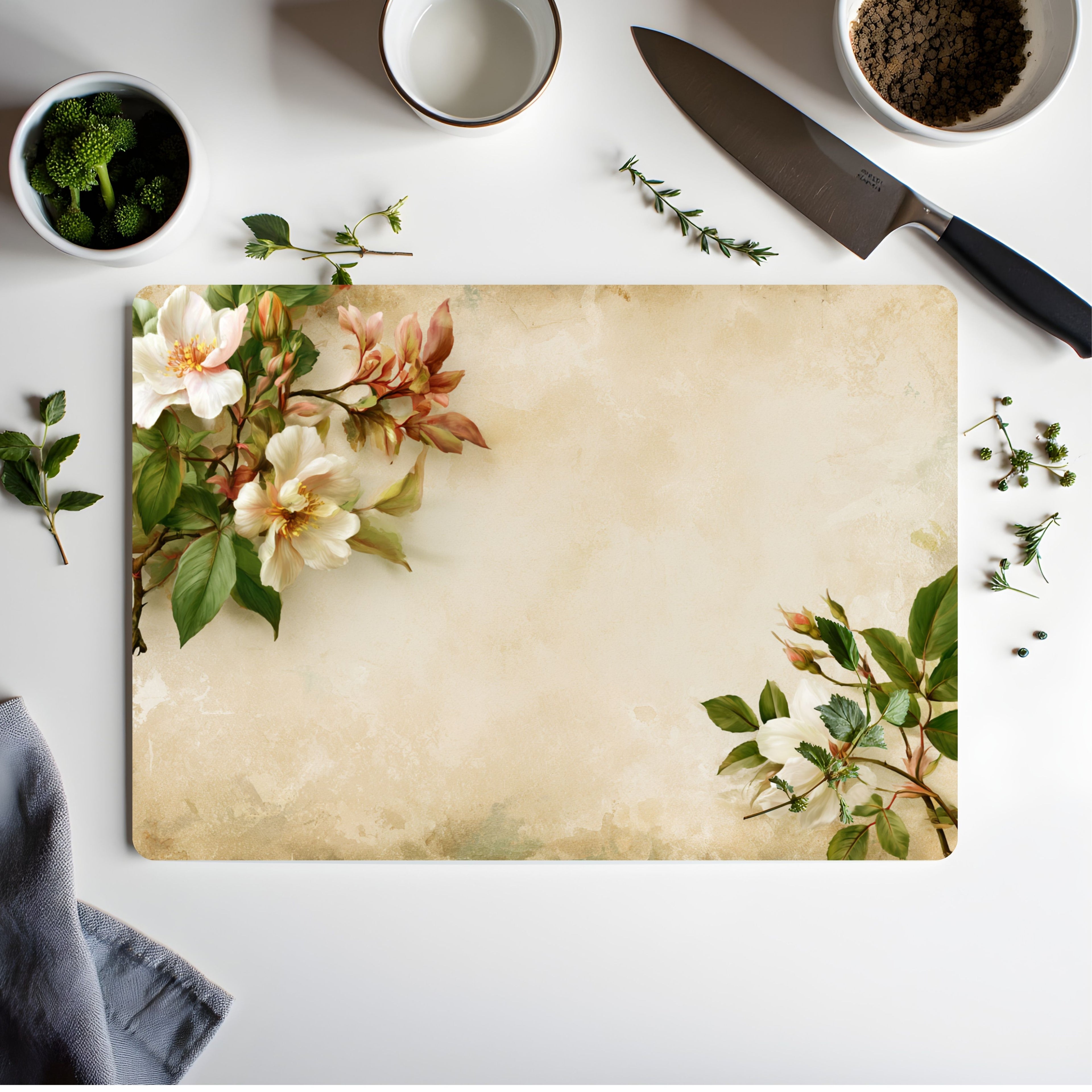 Meadow Glass Cutting Board Personalized for Nature Inspired Kitchens