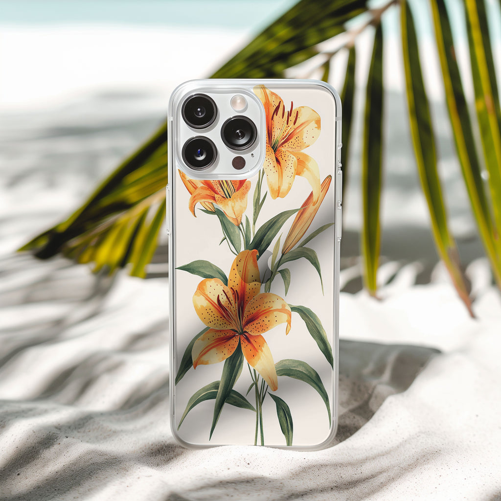 Personalized Tiger Lily iPhone Case with Custom Name