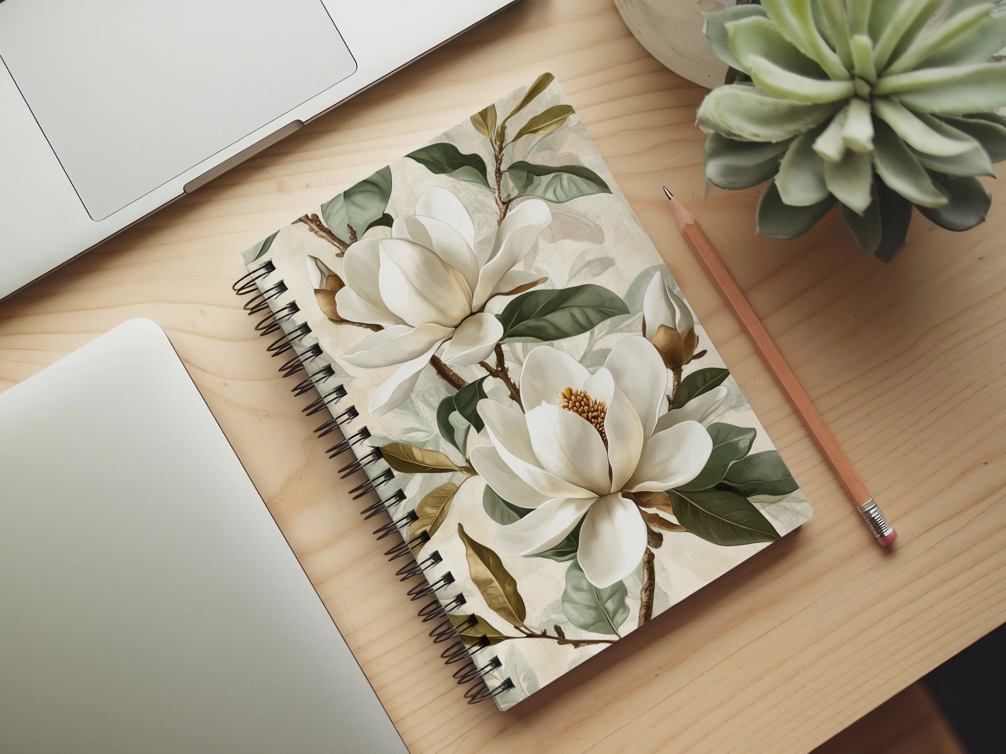 Magnolia Spiral Notebook Personalized for Blooming Veranda Reflections
