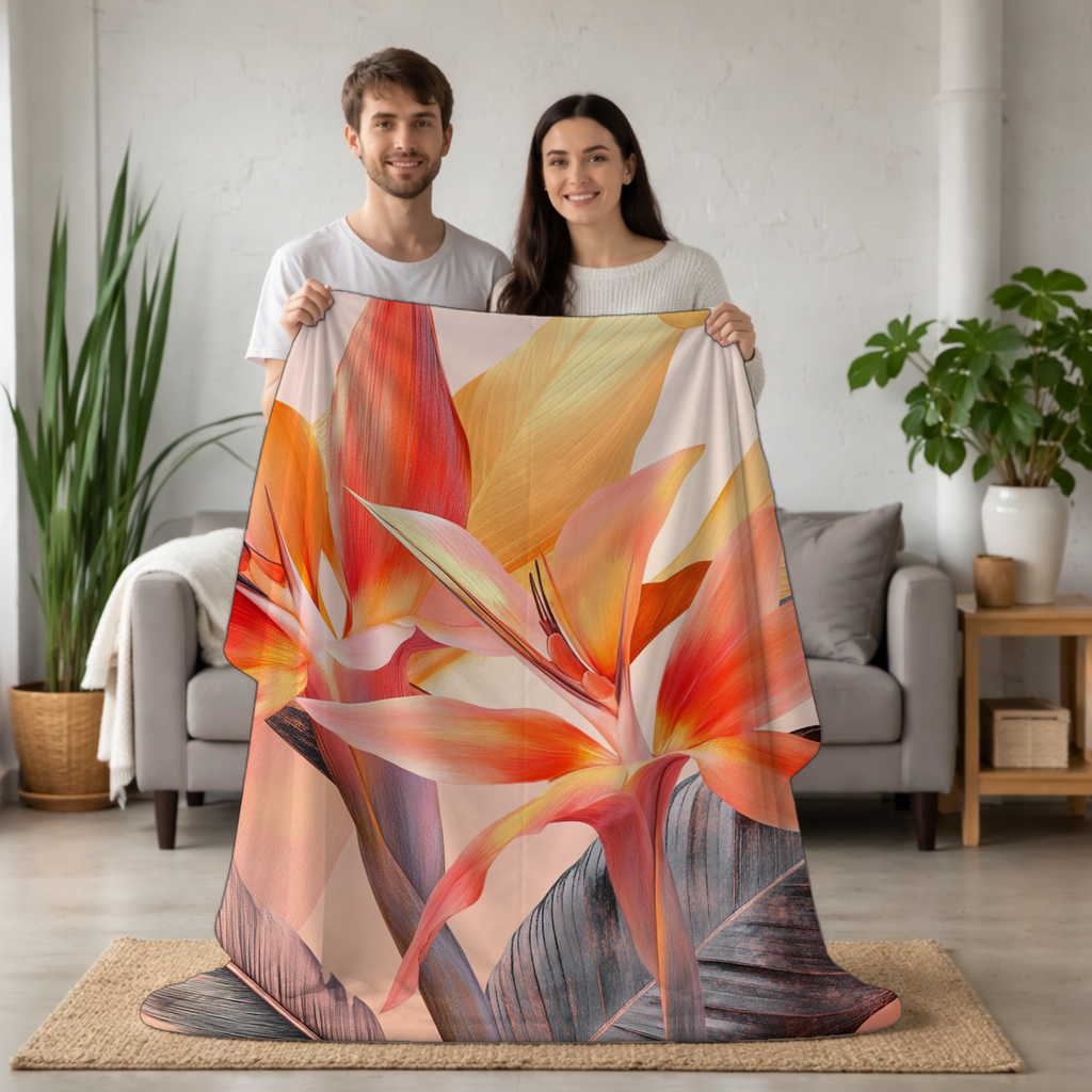 Personalized Tiger Lily Sherpa Blanket with Custom Name
