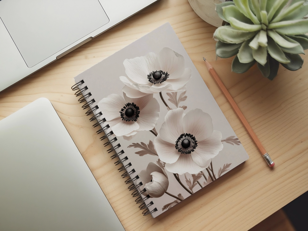 Anemone Spiral Notebook Personalized for Woodland Bloom Explorations