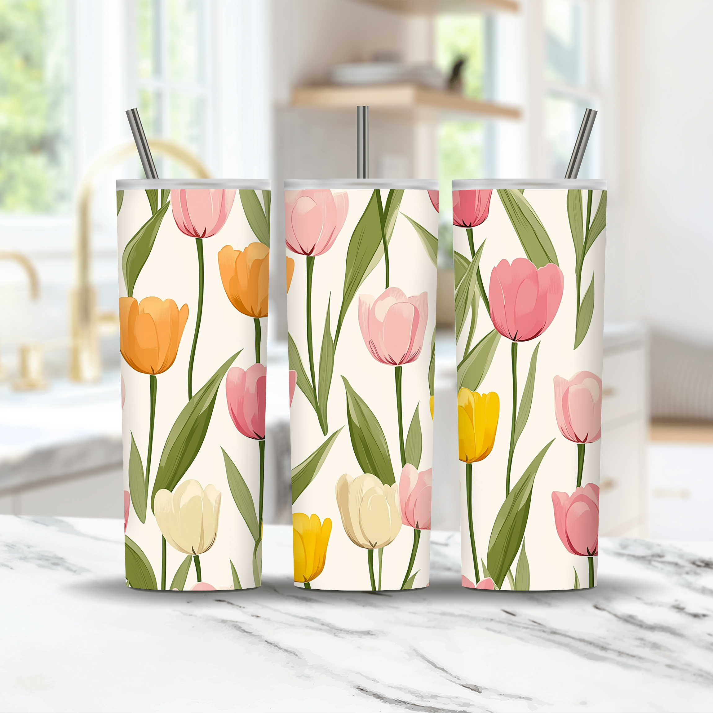 Personalized Floral Haven Stainless Steel Tumbler with Custom Name