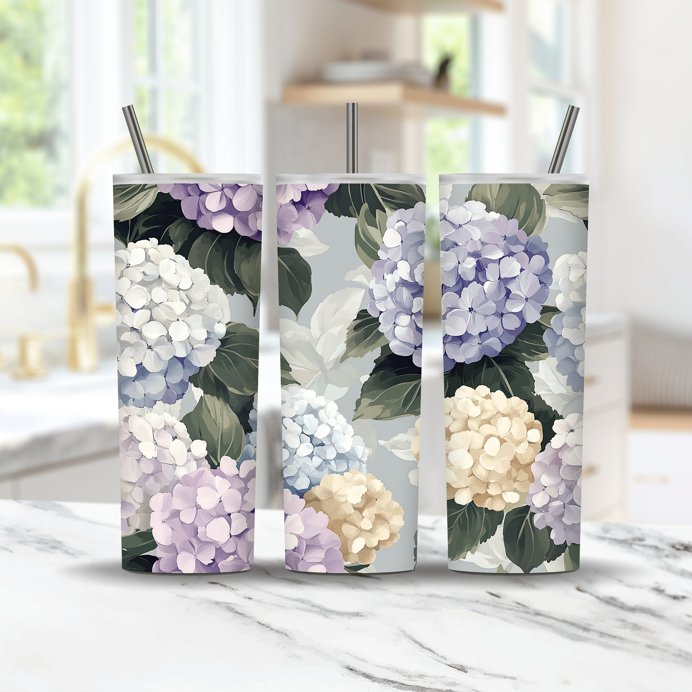 Custom Hydrangea Garden Tumbler with Name, Nature Lover Gift