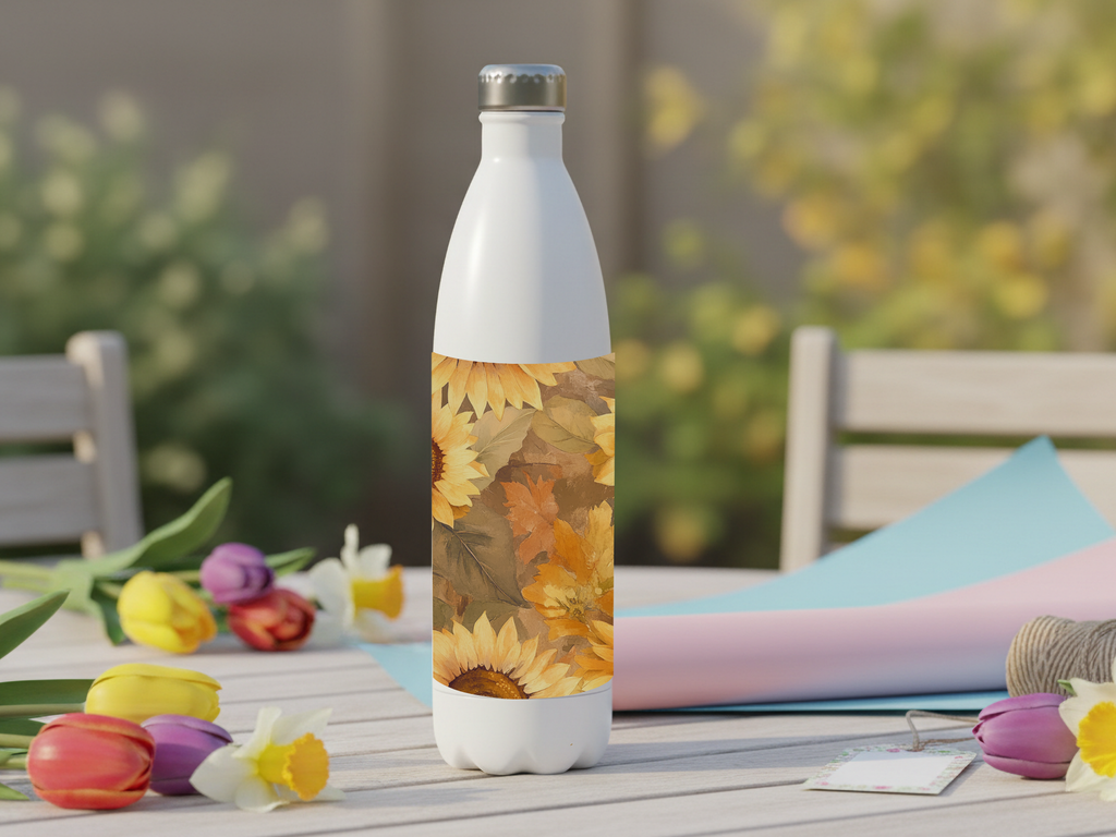 Sunflower Stainless Steel Water Bottle Personalized for Golden Meadow Excursions