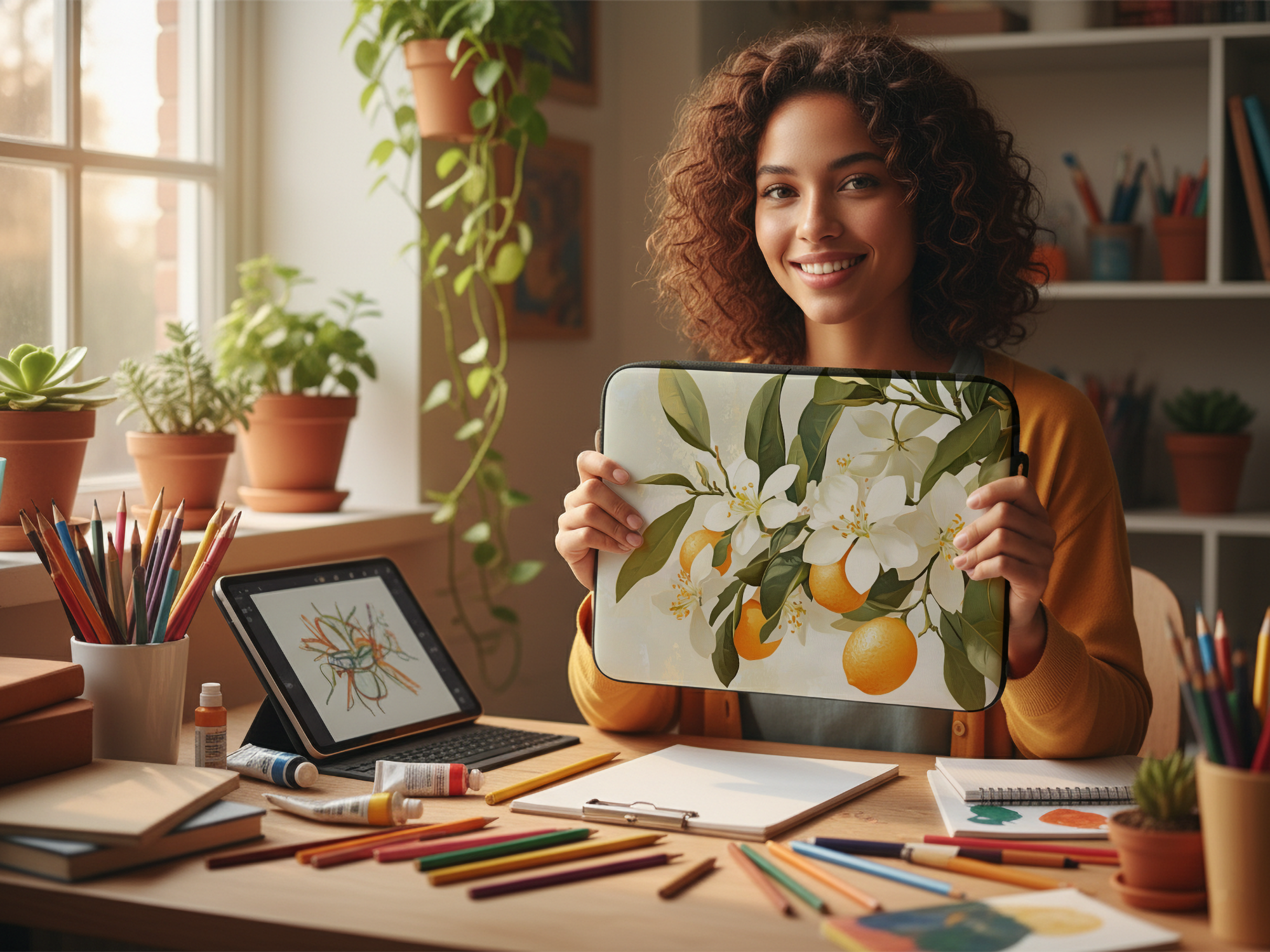 Orange Blossom Computer Sleeve Personalized for Garden Enthusiasts