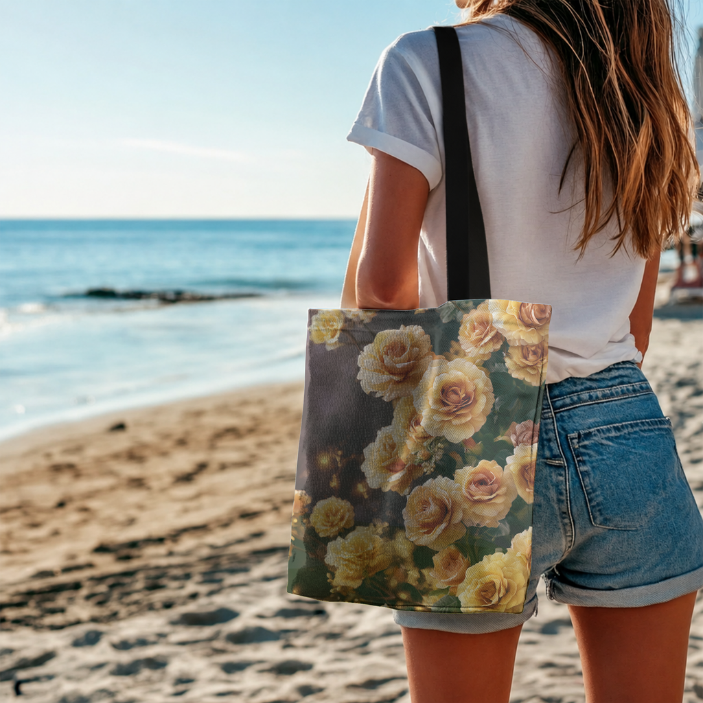 Custom Floral Gift Tote Bag with Personalized Name for Shopping & Everyday Use