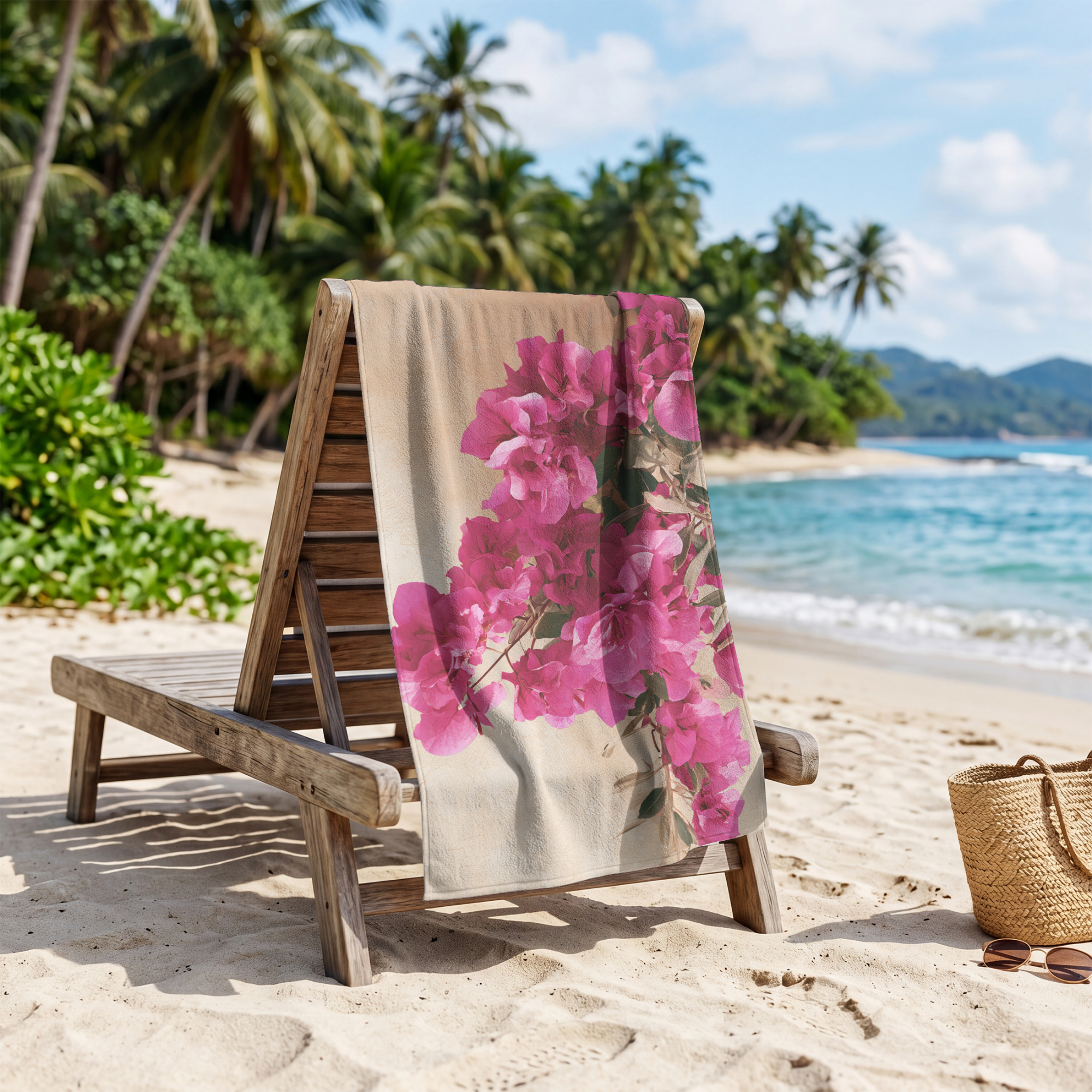 Personalized Floral Bathroom & Beach Towel with Name
