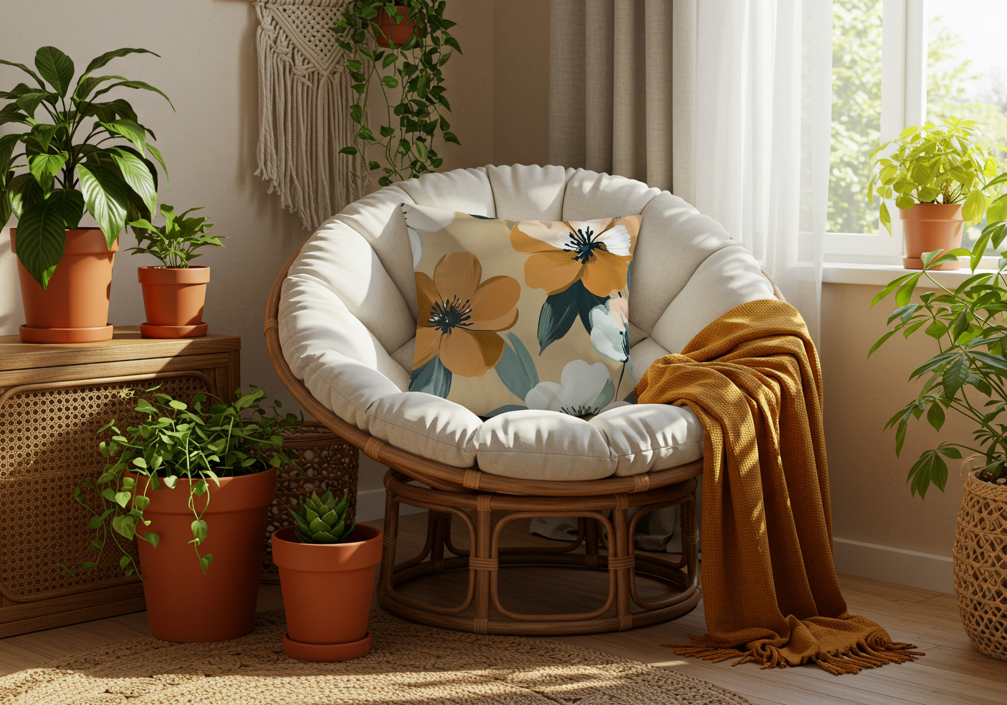 Personalized Autumn Anemone Haven Pillow with Custom Name