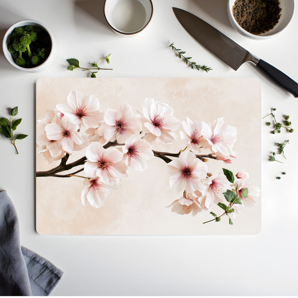 Sakura Blossom Glass Cutting Board Personalized for Serene Kitchen Elegance