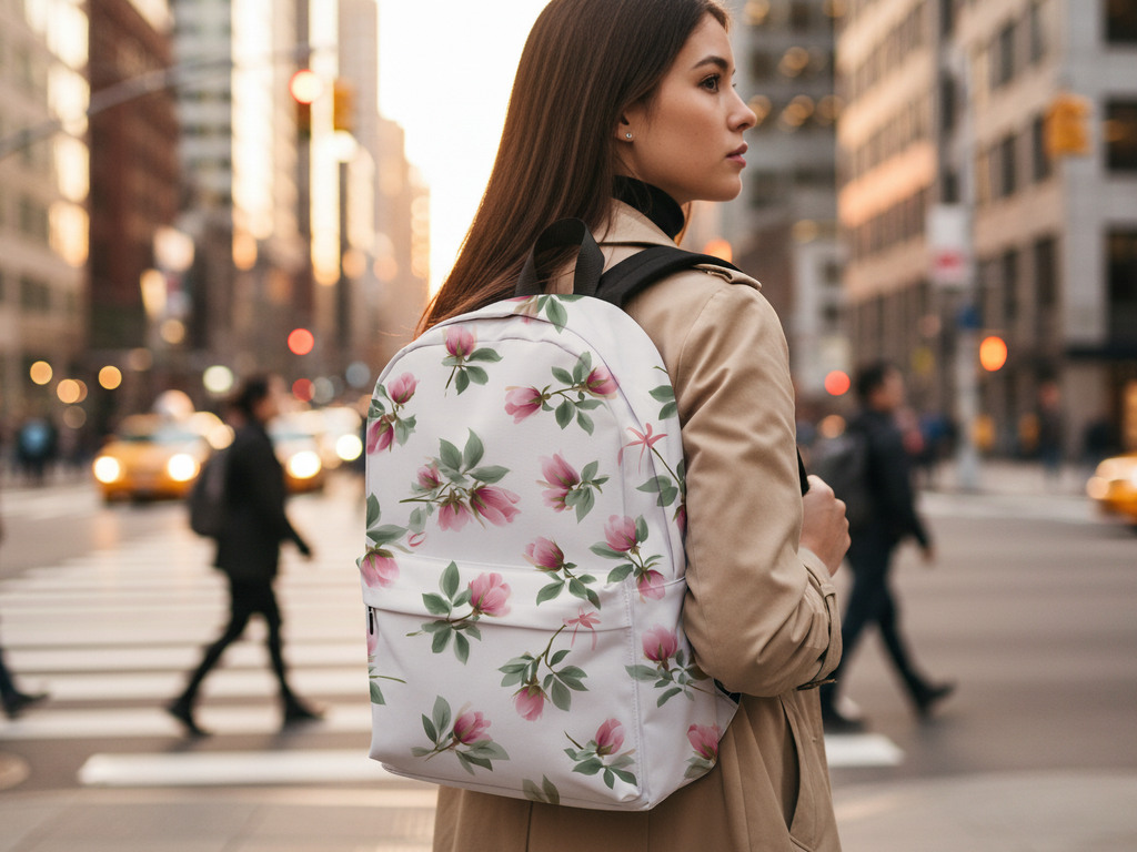 Personalized Botanical Book Tote Backpack with Custom Name for Students