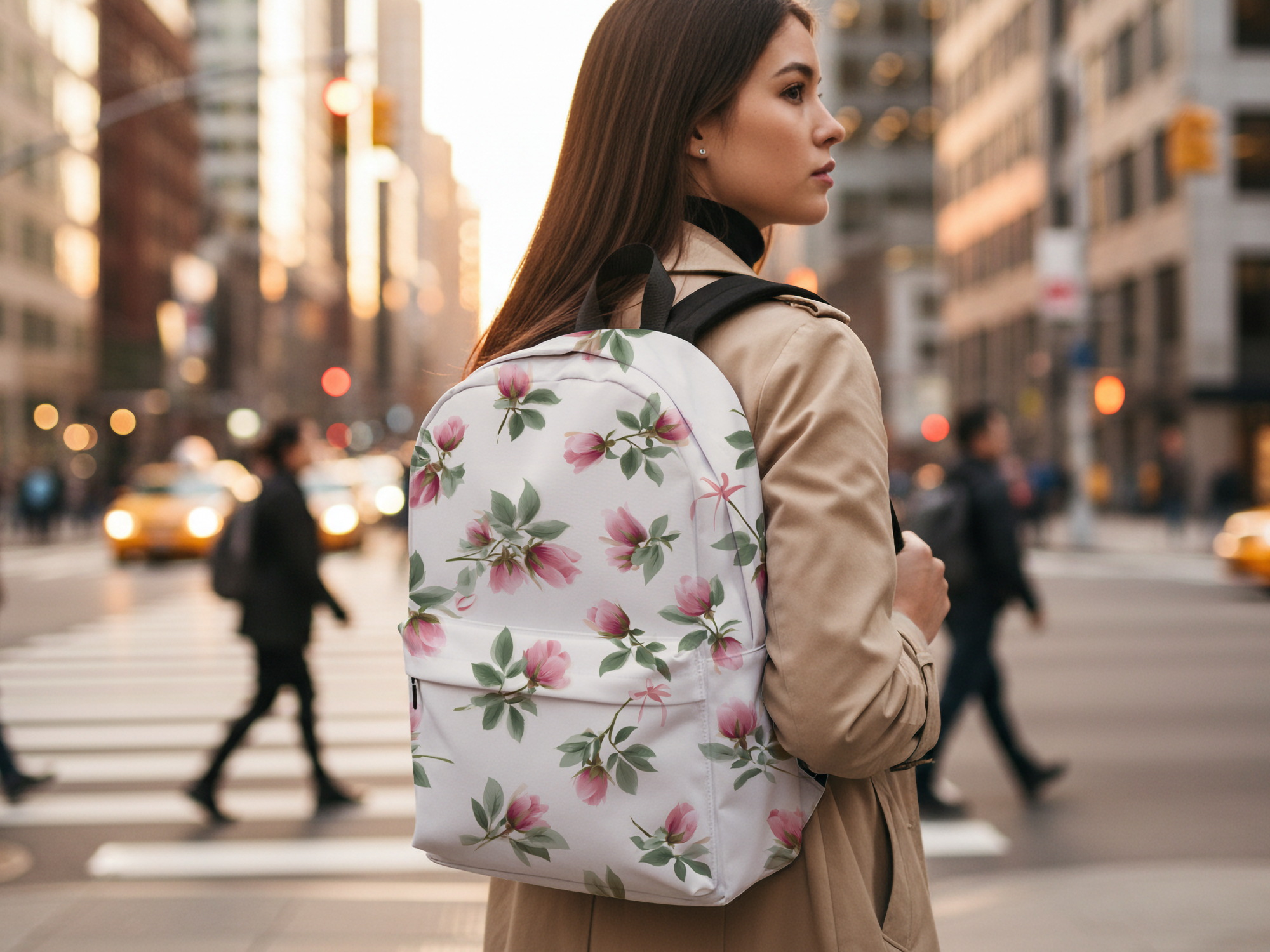 Personalized Botanical Book Tote Backpack with Custom Name for Students