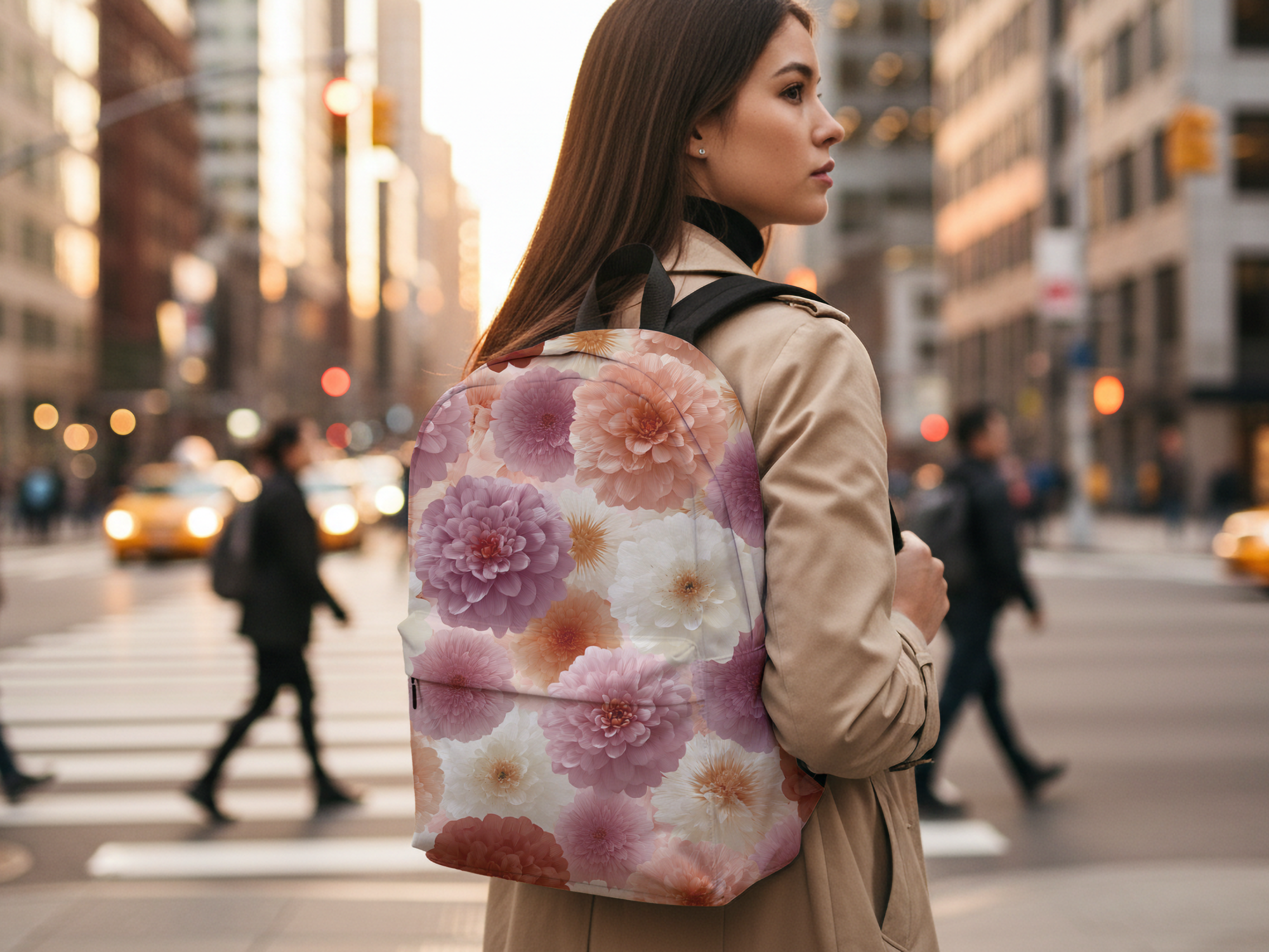 Personalized Floral Backpack with Custom Name | Botanical School Bag