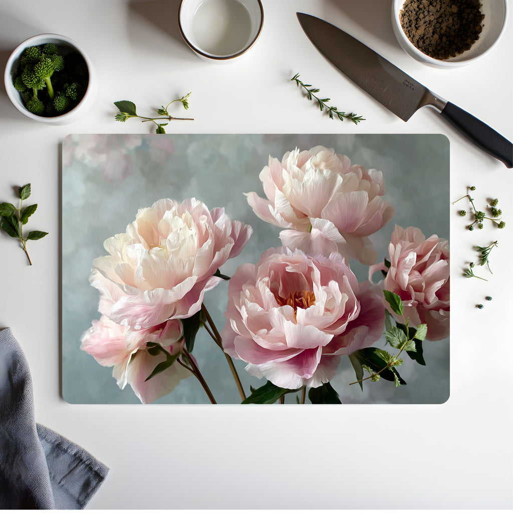 Peony Heritage Glass Cutting Board Personalized for Sophisticated Kitchen Living