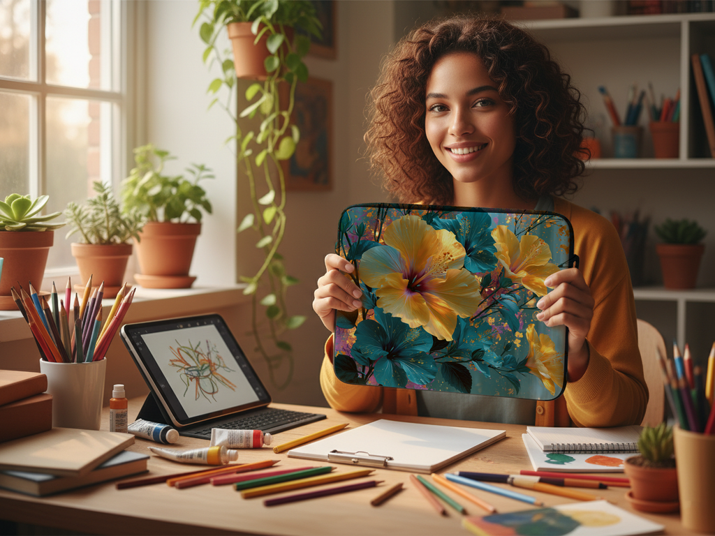 Custom Hibiscus Floral Laptop Sleeve for Nature Lovers