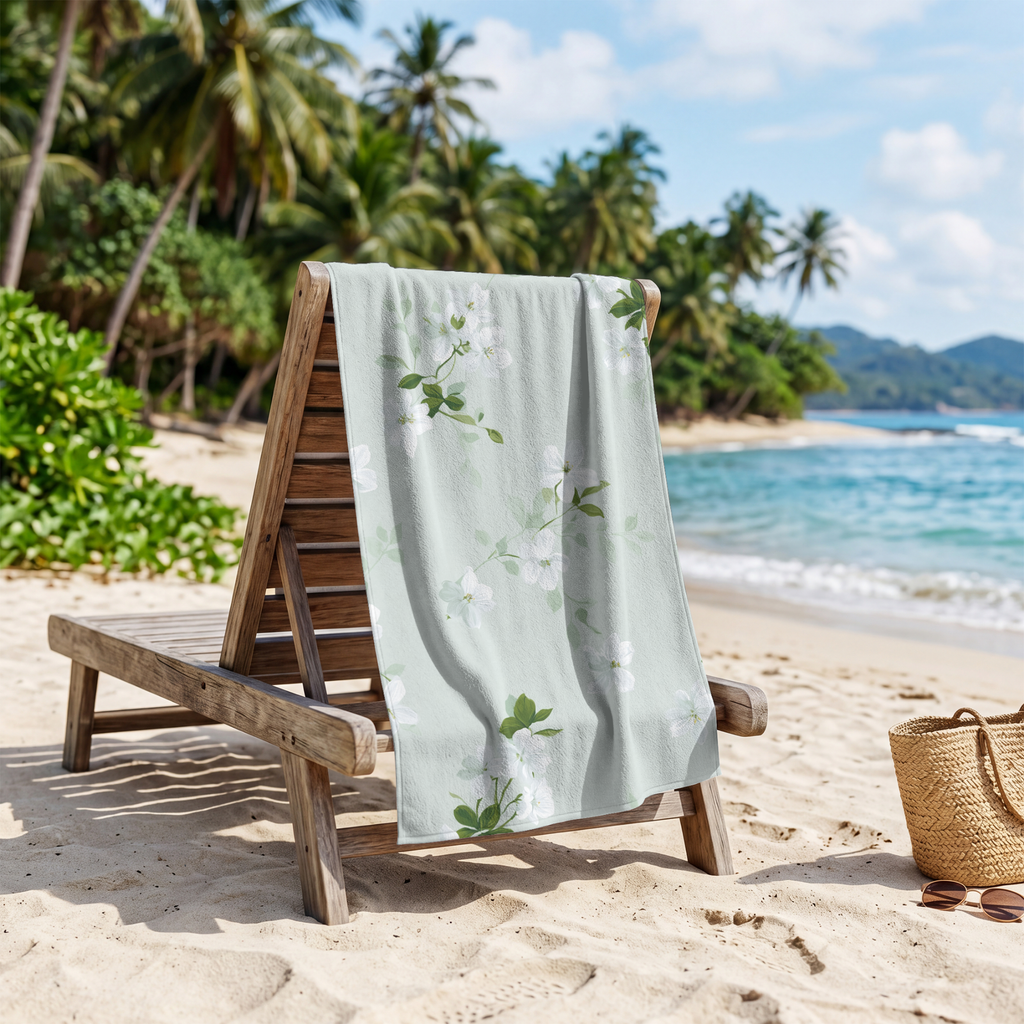 Custom Botanical Bath Towel with Personalized Name