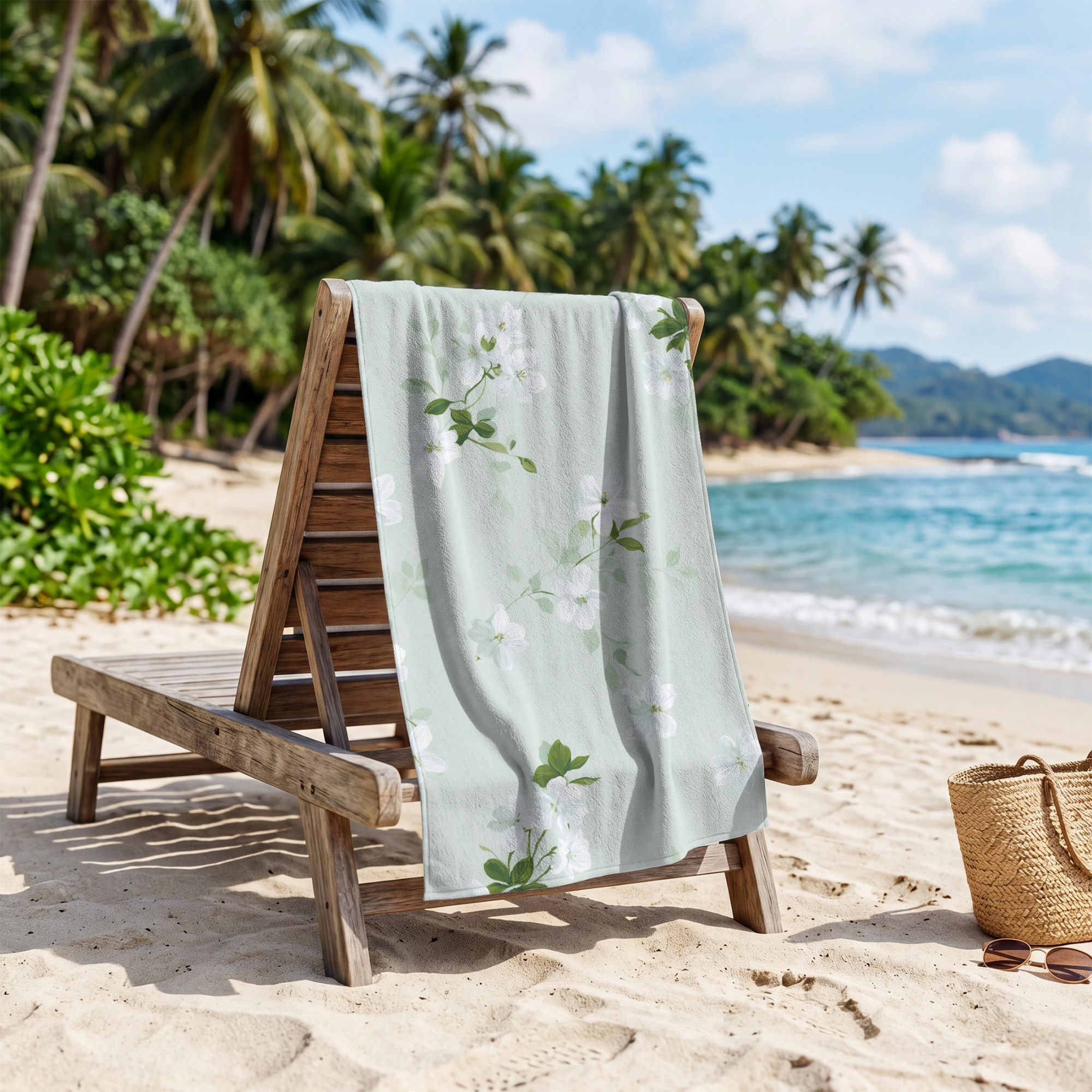 Custom Botanical Bath Towel with Personalized Name