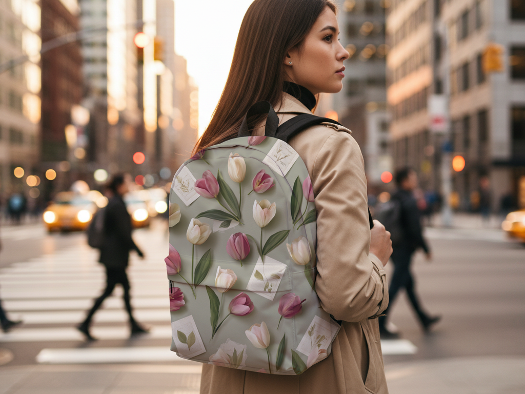 Custom Botanical School Backpack with Personalized Name