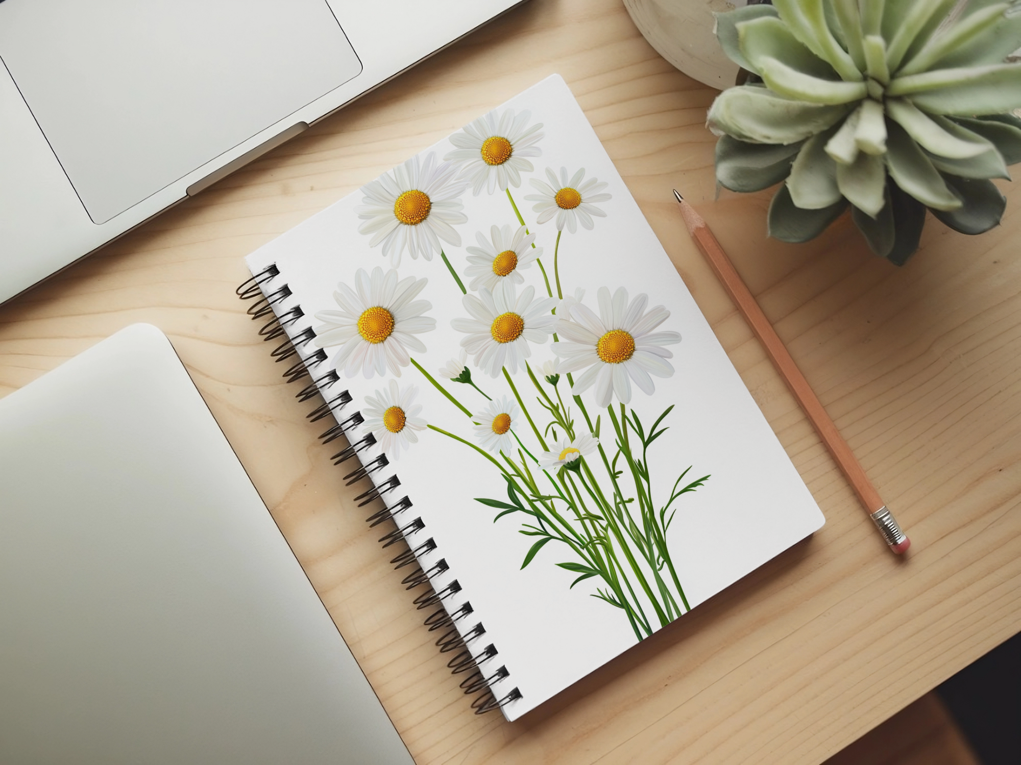 Daisy Spiral Notebook Personalized for Cottage Garden Day Records