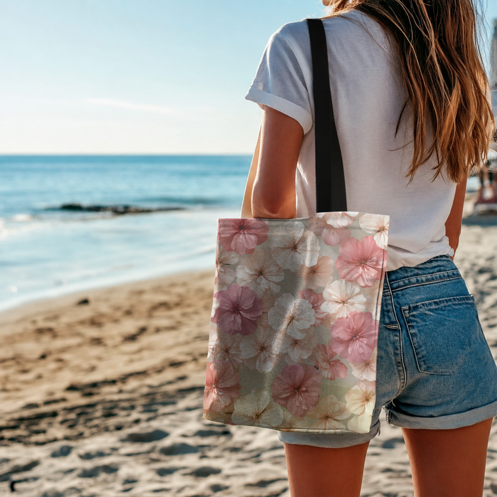 Personalized Bloom Carryall Tote Bag with Custom Name for Shopping & Travel