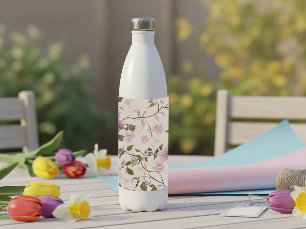 Clematis Vine Retreat Water Bottle with Personalized Name