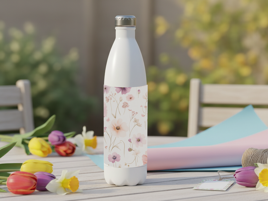 Cosmos Bipinnatus Stainless Steel Water Bottle Personalized for Countryside Bloom Travels