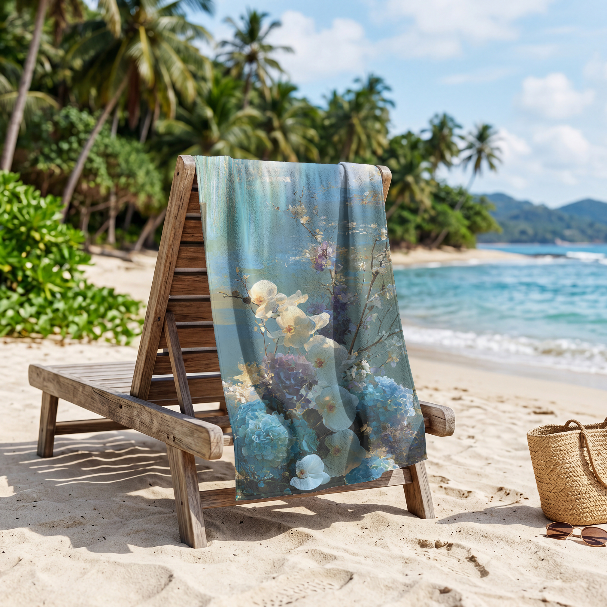 Premium Botanical Beach Towel with Custom Name