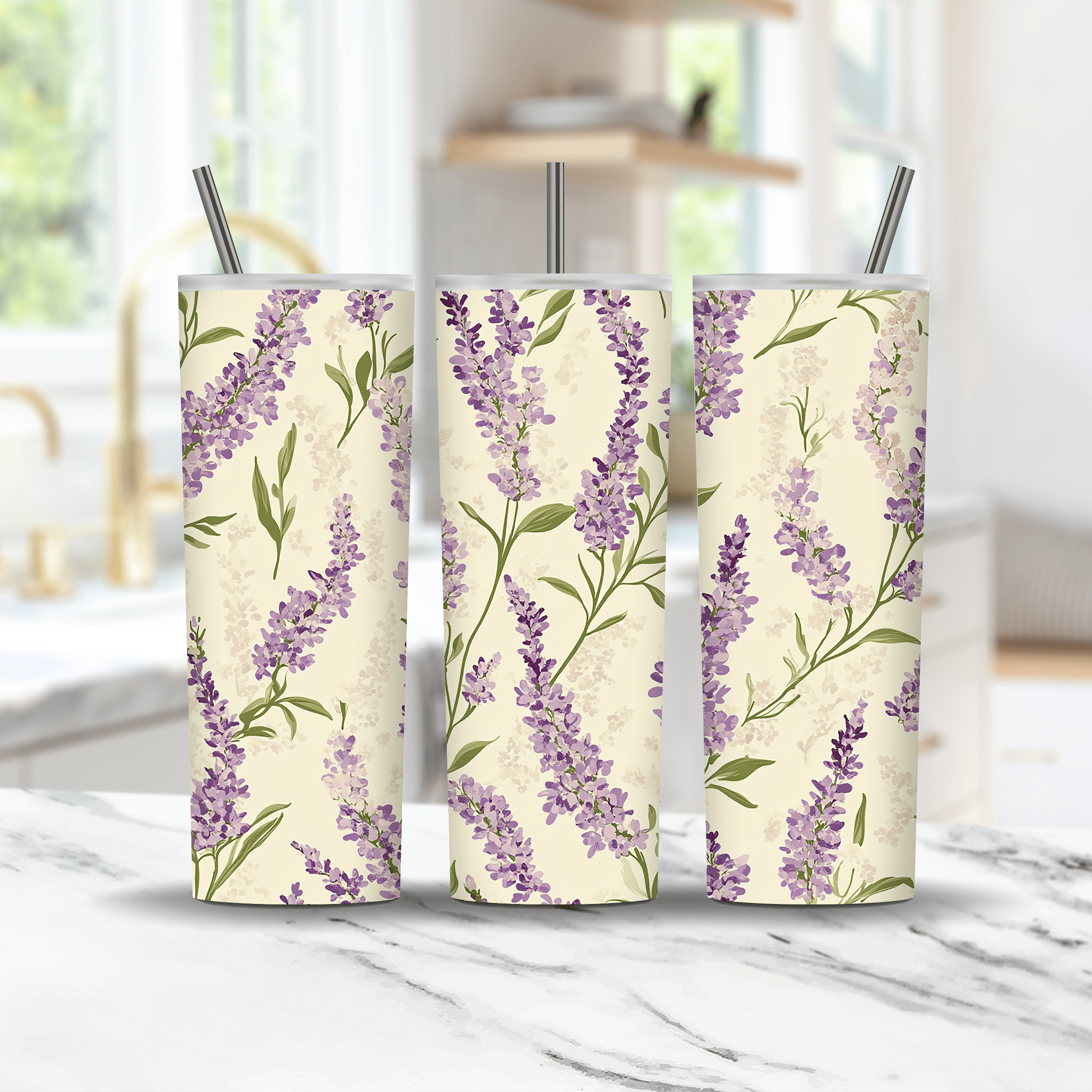 Personalized Botanical Breeze Stainless Steel Tumbler with Custom Name