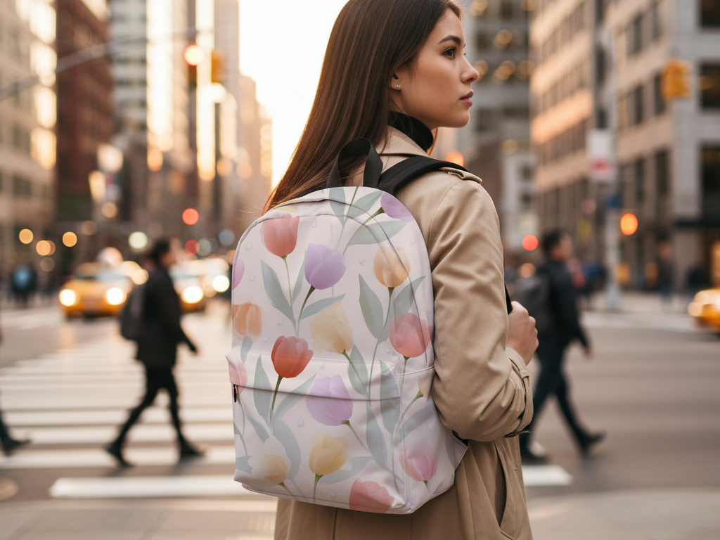 Custom Nature Floral Backpack with Personalized Name