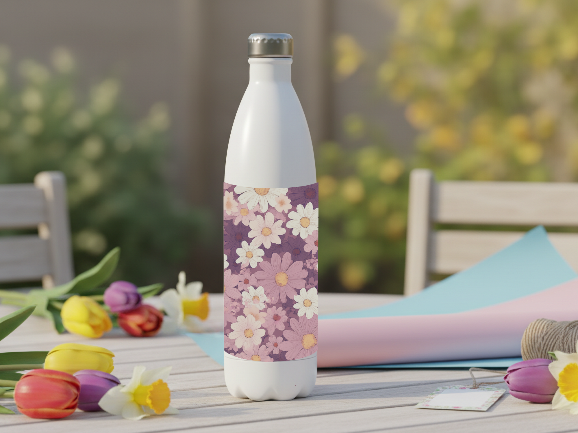 Daisy Bloom Stainless Steel Water Bottle Personalized for Riverside Garden Getaways