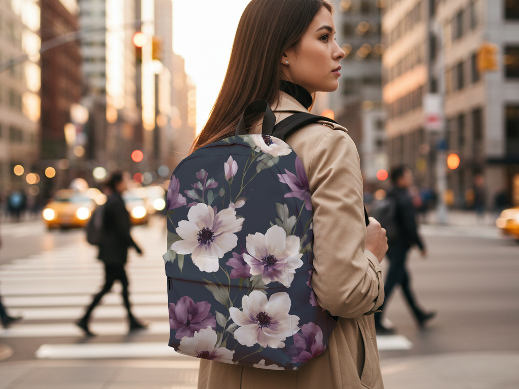 Personalized Floral Book Backpack with Custom Name