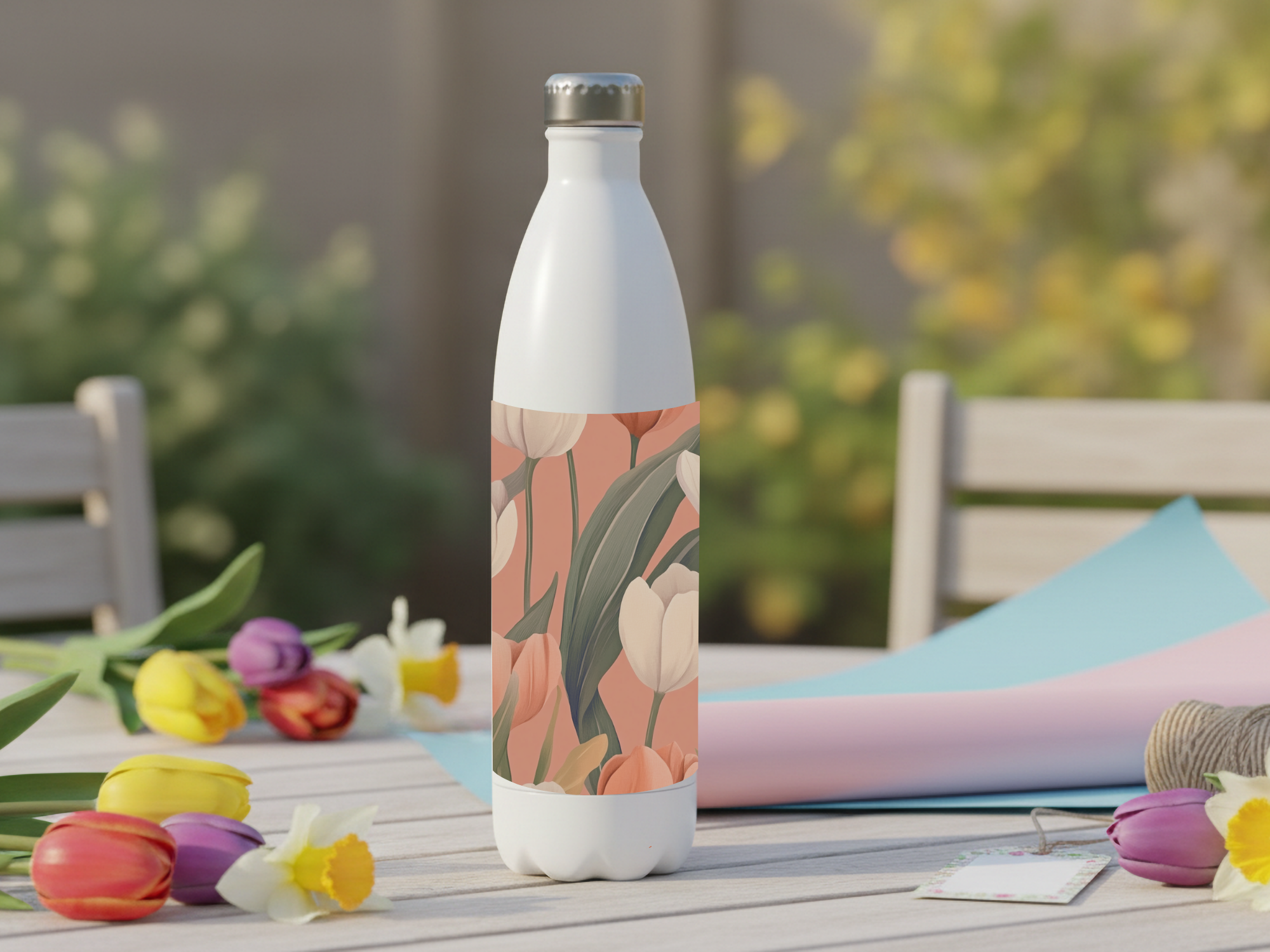 Tulip Stainless Steel Water Bottle Personalized for Orchard Path Refreshment