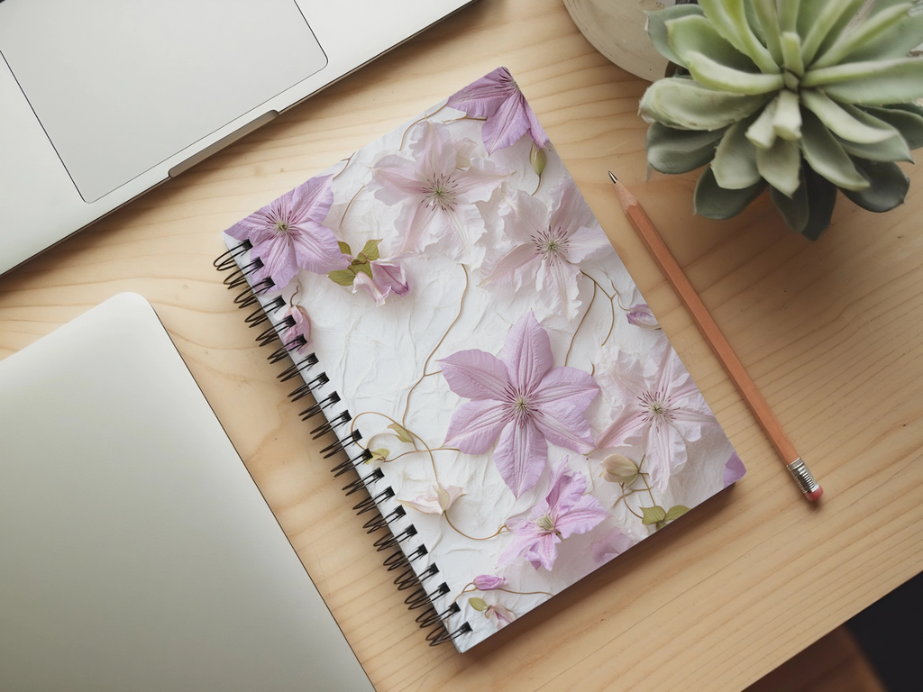 Clematis Spiral Notebook Personalized for Arbor Garden Chronicles
