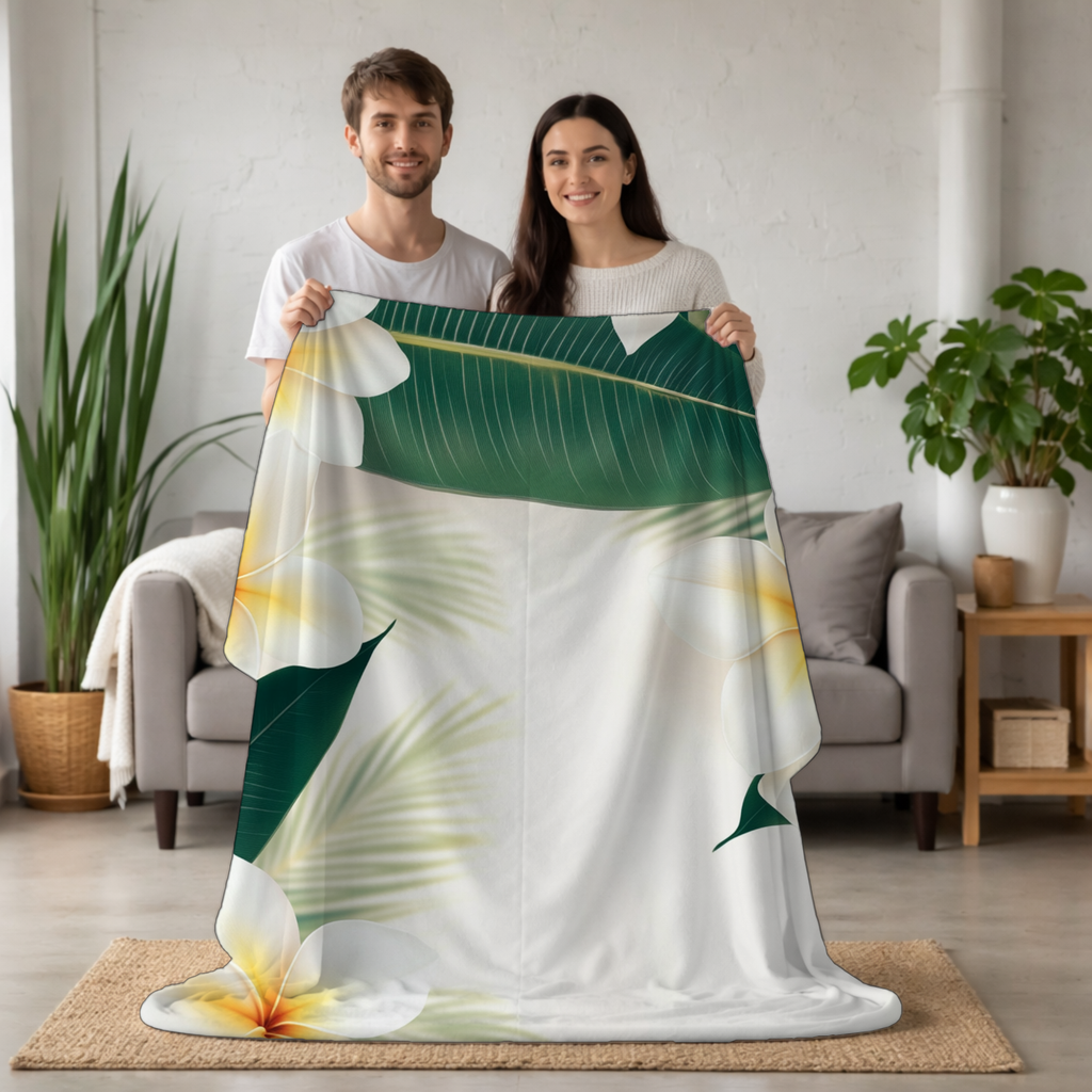 Personalized Floral Escape Sherpa Blanket with Custom Name