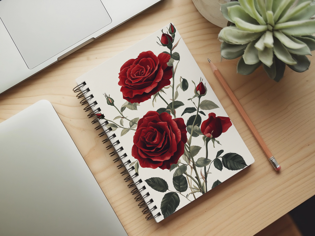 Red Roses Spiral Notebook Personalized for Classic Romance Notes