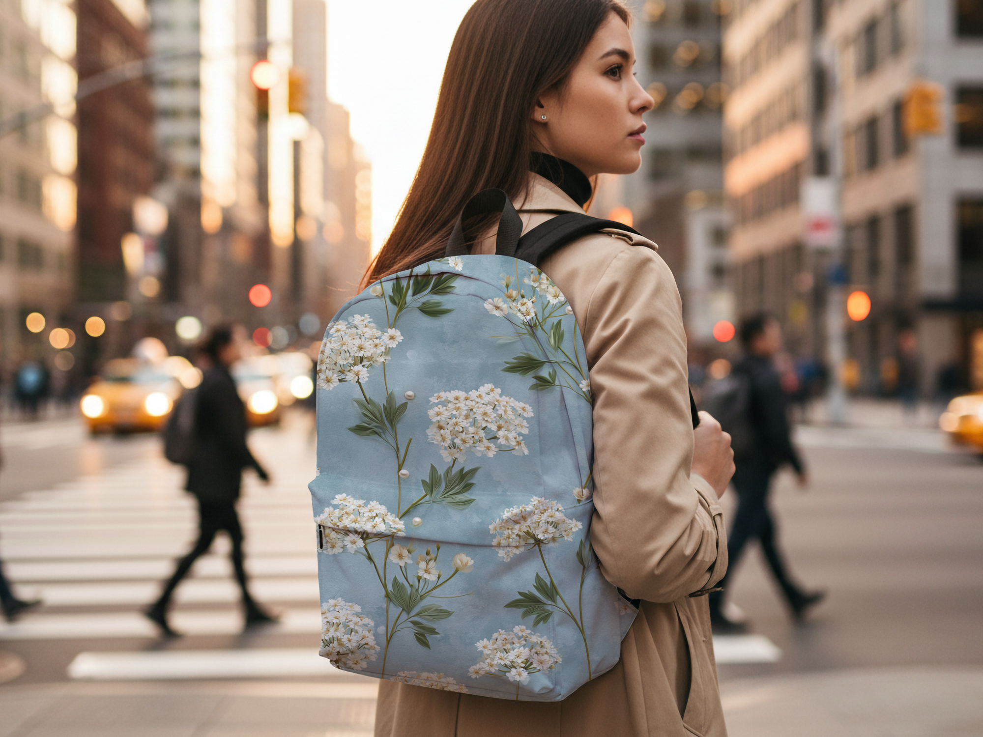 Custom Floral Daypack with Personalized Name