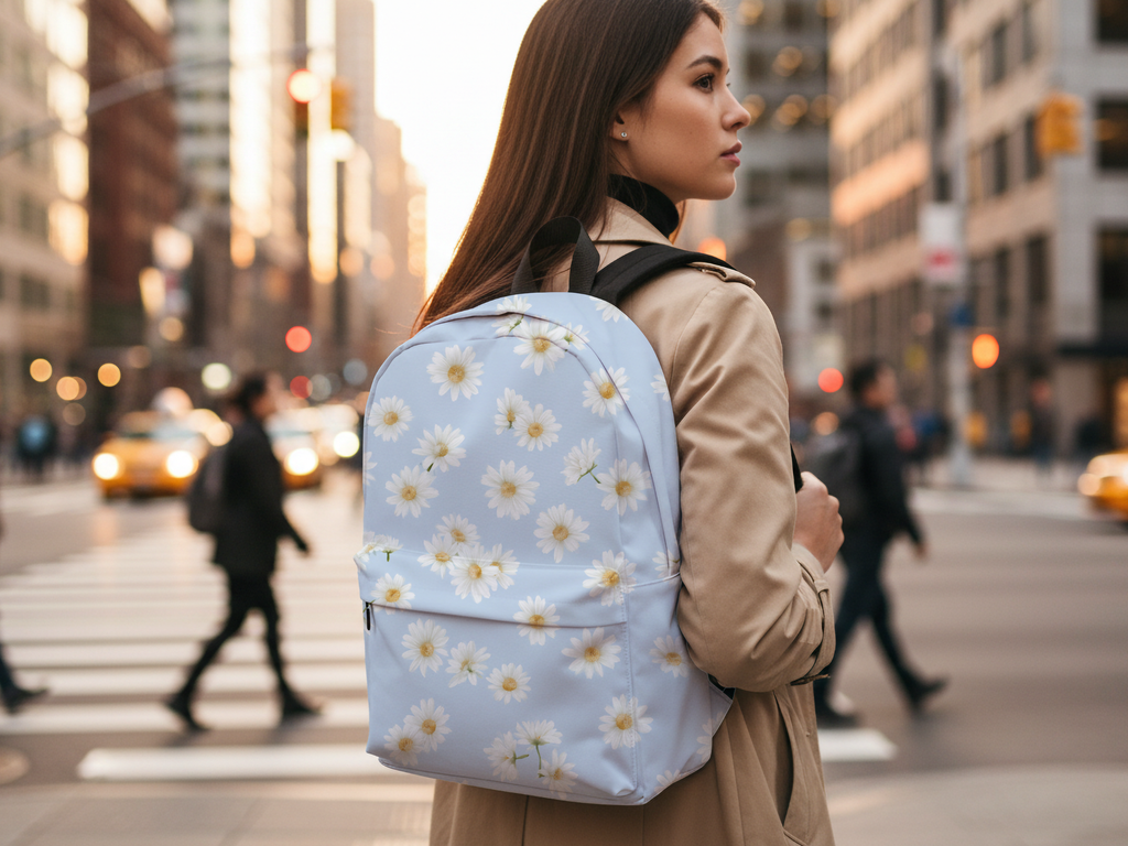 Personalized Daisy Floral School Backpack with Custom Name