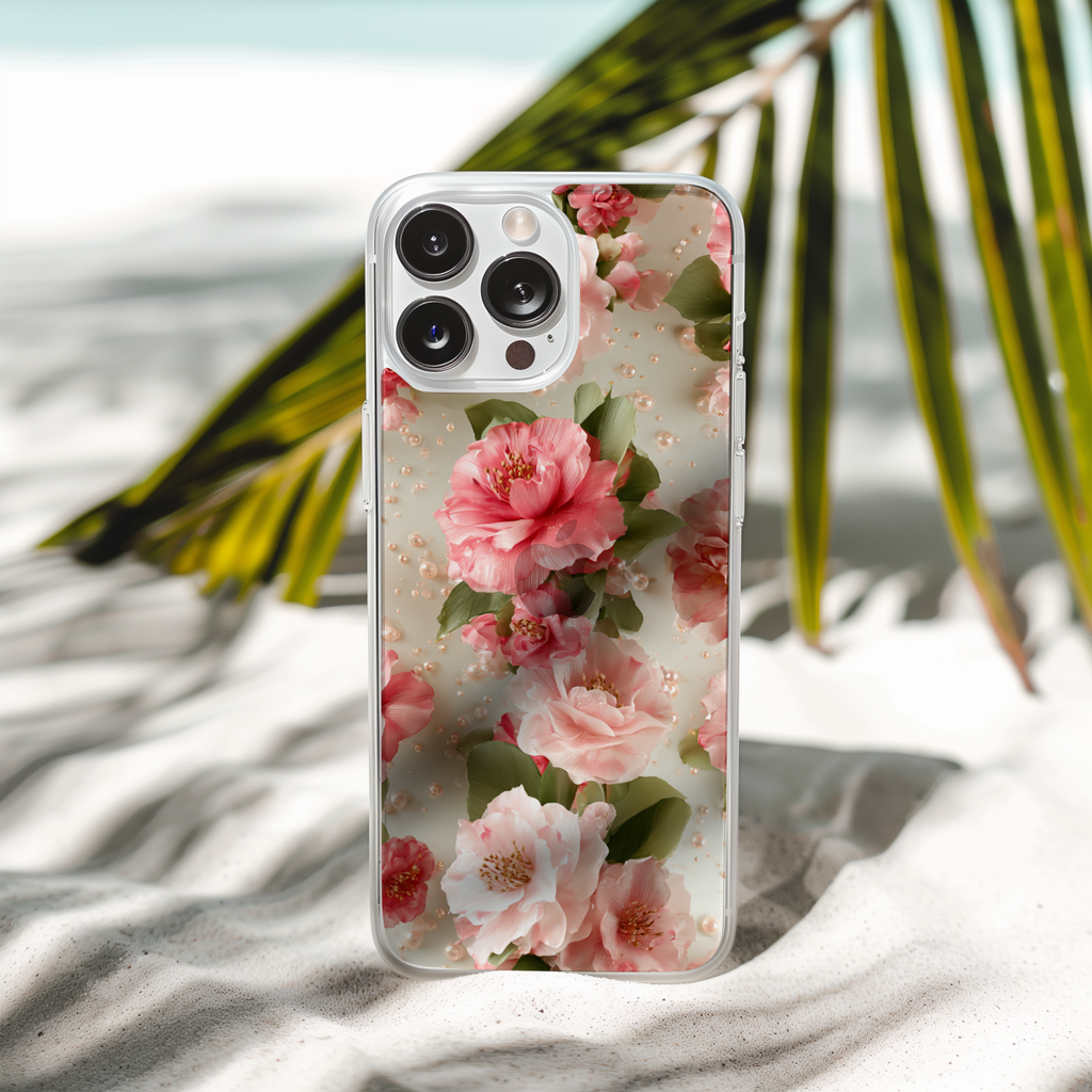 Personalized Pink Floral iPhone Case with Custom Name & Elegant Botanical Cover