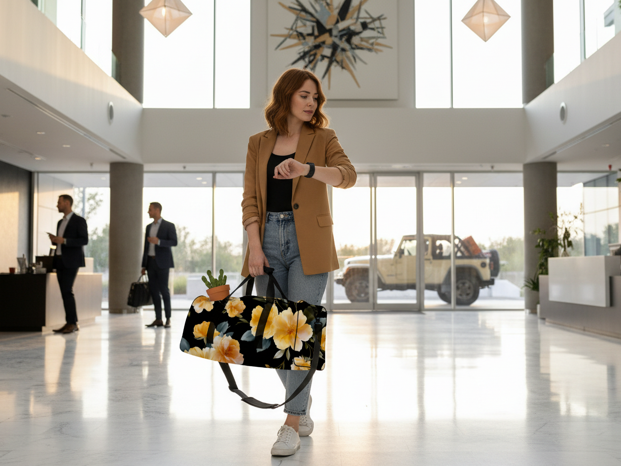 Personalized Botanical Travel Duffle Bag with Custom Name