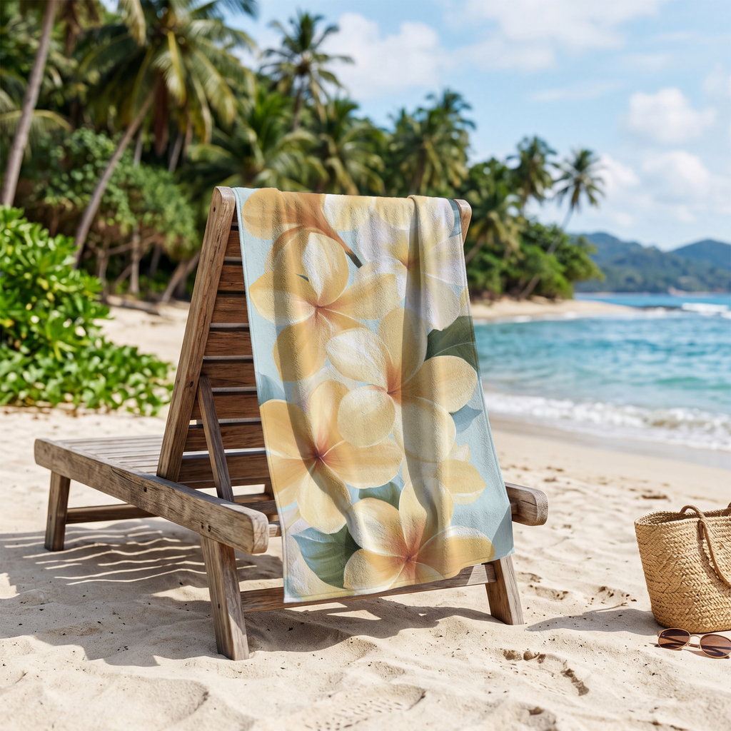 Personalized Floral Beach & Bath Towel with Name