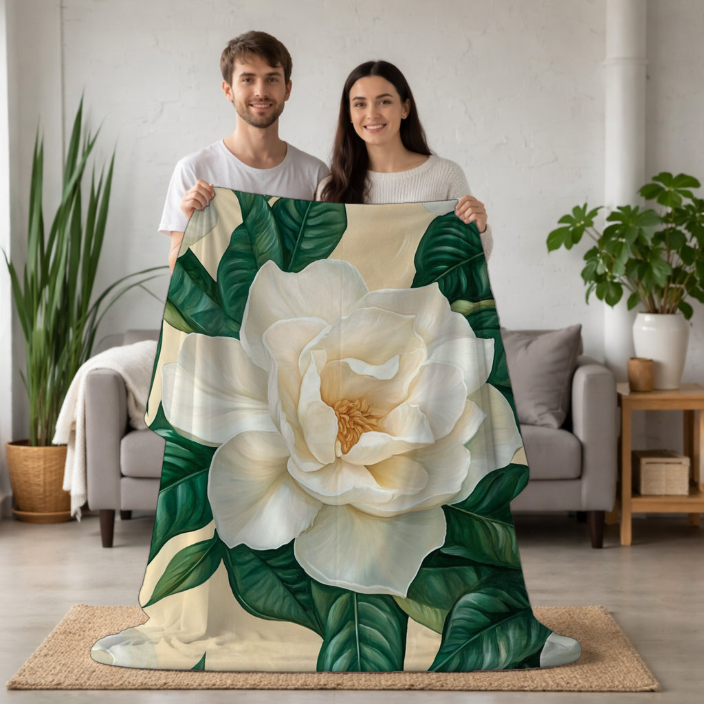 Personalized Magnolia Haven Sherpa Blanket with Custom Name