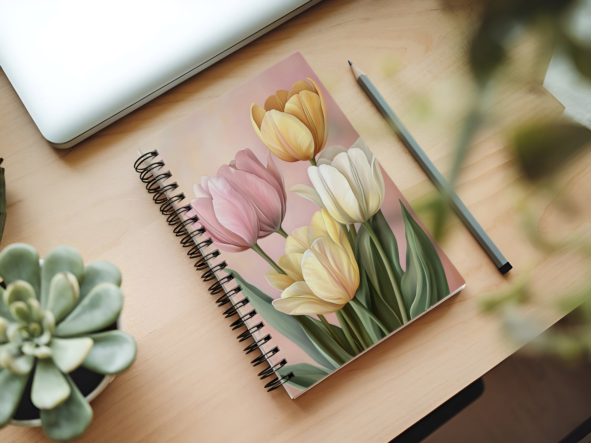 Tulip Spiral Notebook Personalized for Springtime Inspiration Notes