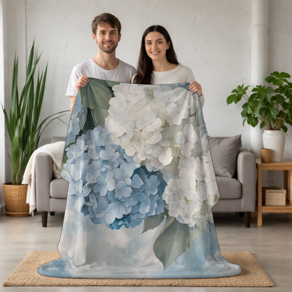 Personalized Magnolia Blossom Sherpa Blanket with Custom Name
