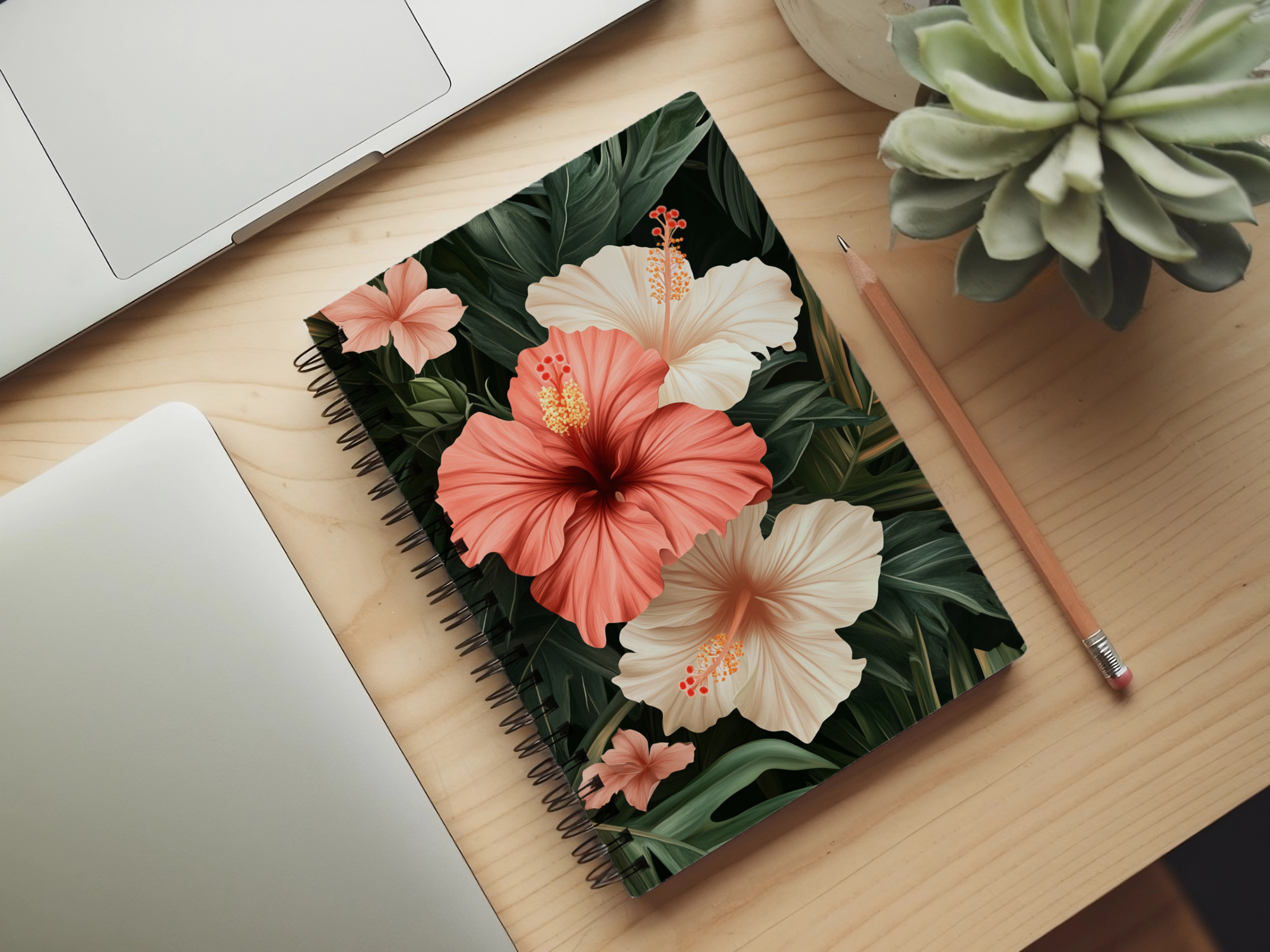 Hibiscus Spiral Notebook Personalized for Tropical Travel Reflections