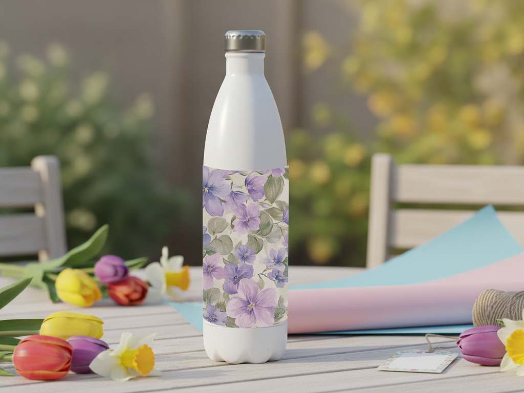 Periwinkle Garden Custom Name Refreshment Bottle