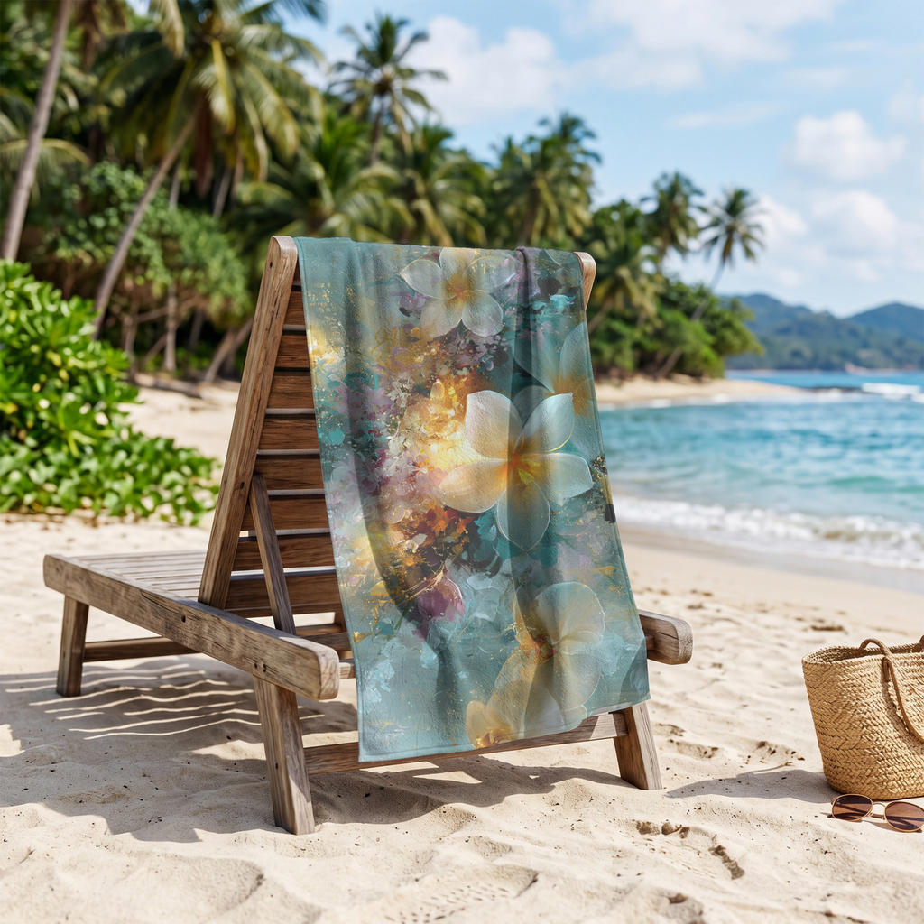 Personalized Garden Floral Beach Towel with Custom Name