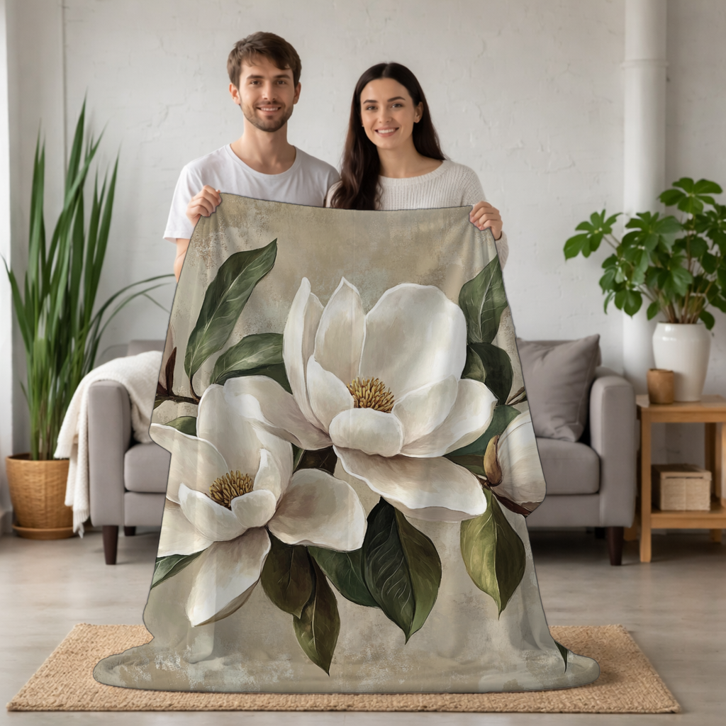Personalized Lily Garden Escape Sherpa Blanket with Custom Name