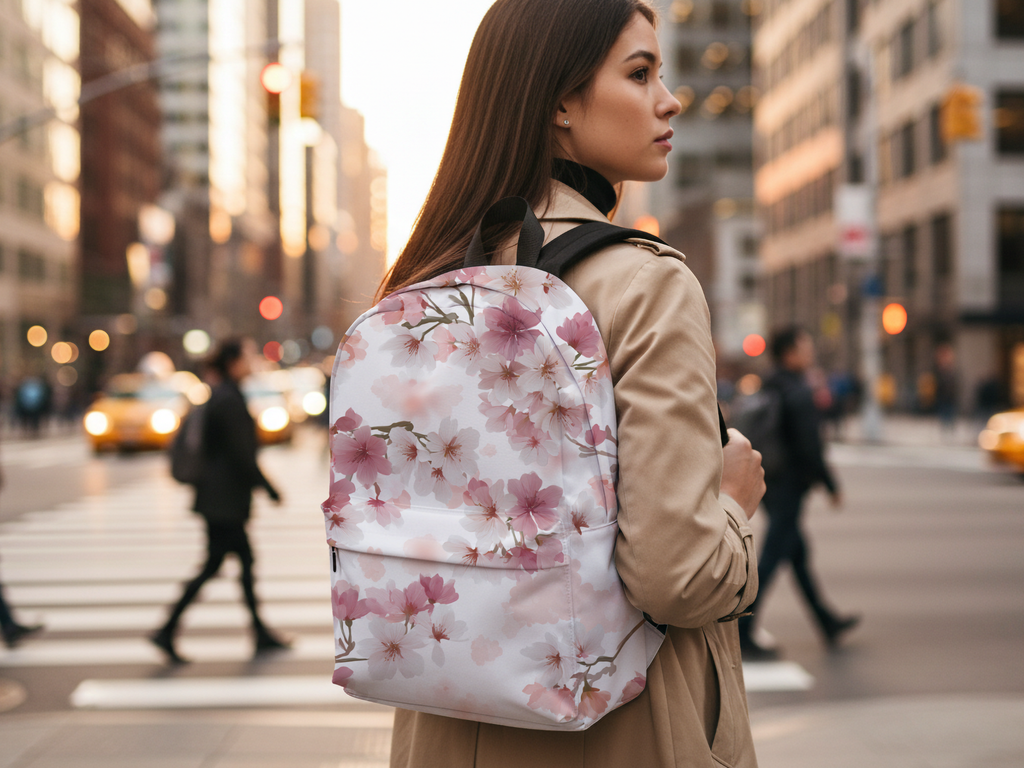 Custom Botanical Backpack with Personalized Floral Name