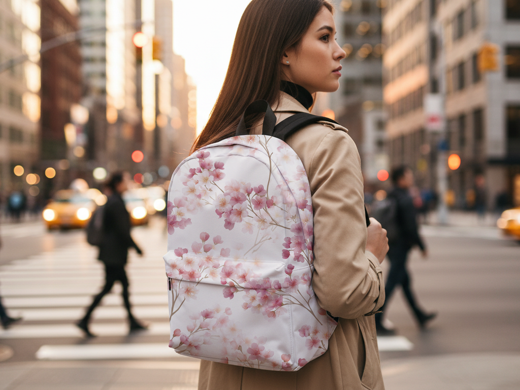 Custom Floral College Backpack with Personalized Name